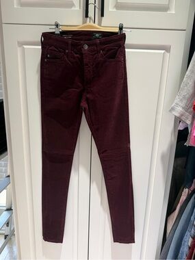 Ag Adriano Goldschmied Burgundy Velvet Jeans size 24